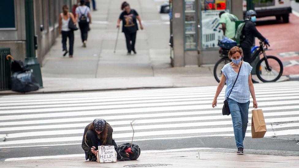 A homeless man in New York