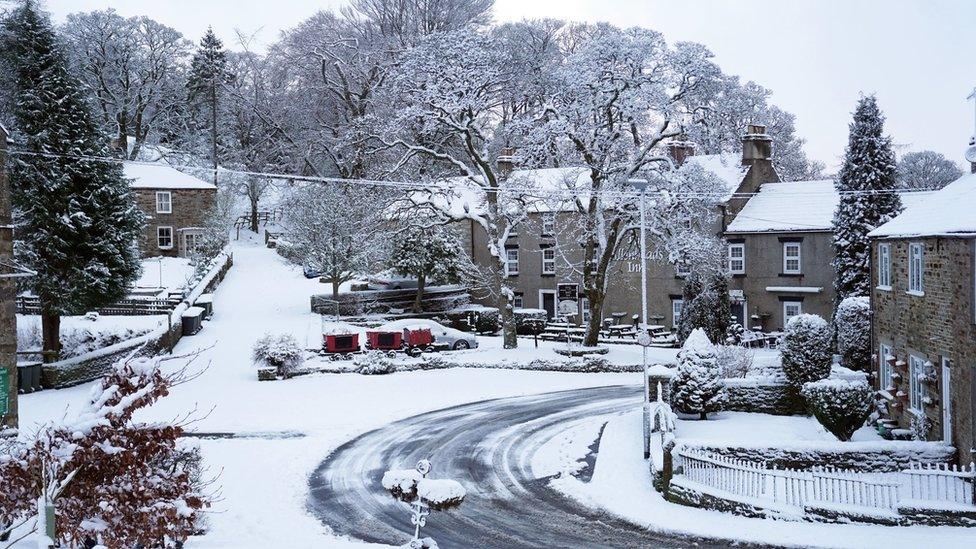 Snowy street in Allenheads