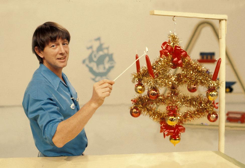 John Noakes with the Blue Peter advent calender