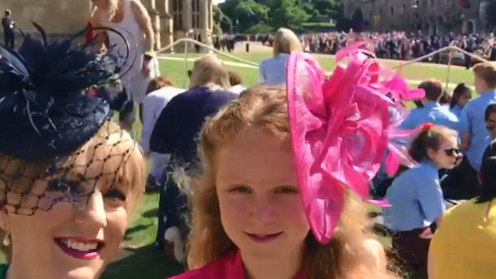 Susan and Lily Hey in the grounds of Windsor Castle on Saturday