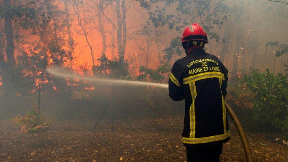 Firefighter in France tackles wildfires