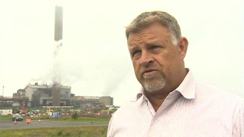 Steel worker Stephen Davies outside the Port Talbot steel works