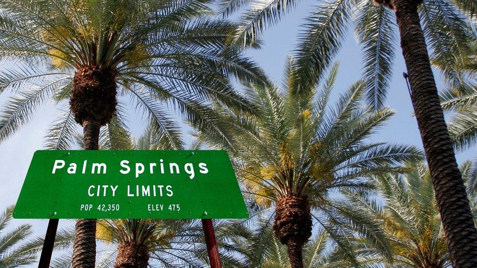 Palm Springs city sign, California