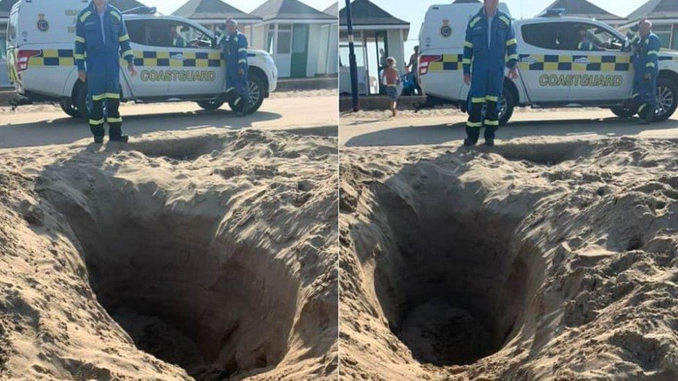 Hole on Mablethorpe beach