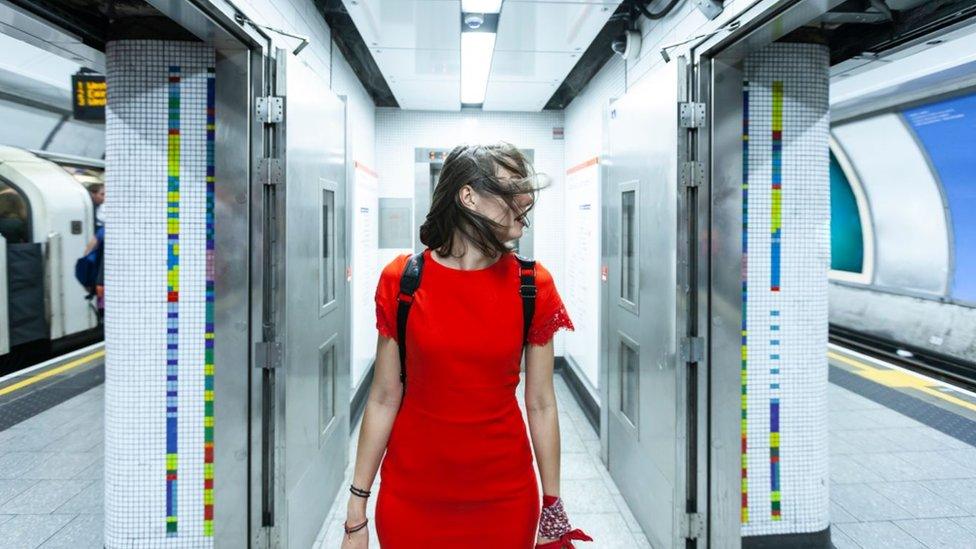 Woman on tube platform