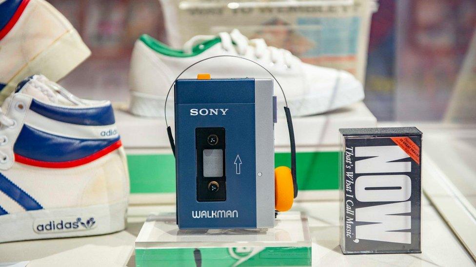 A Walkman and trainers from the 1980s