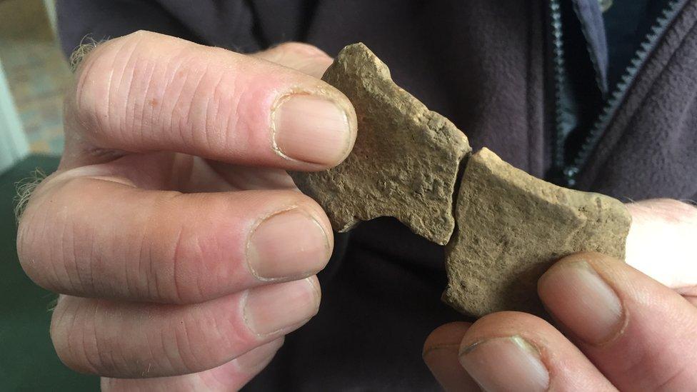 Fragments of pottery