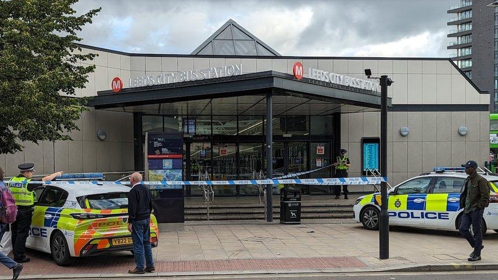 Police at Leeds bus station