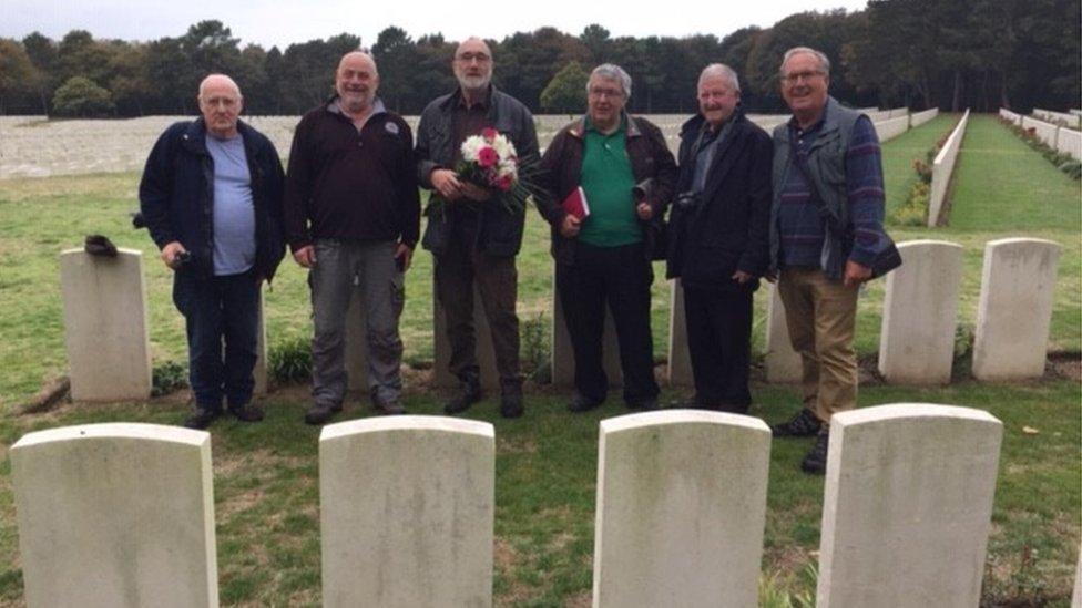 History group at Frank Evans' grave