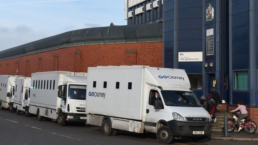 Vans ready to take prisoners to other jails