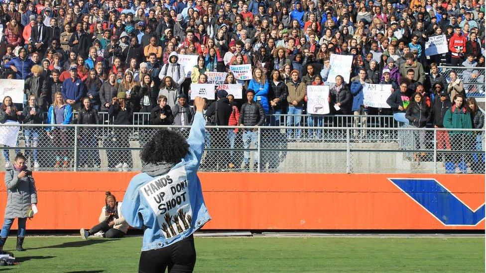 Students in suburban Chicago honoured members of their own community who have been killed with guns