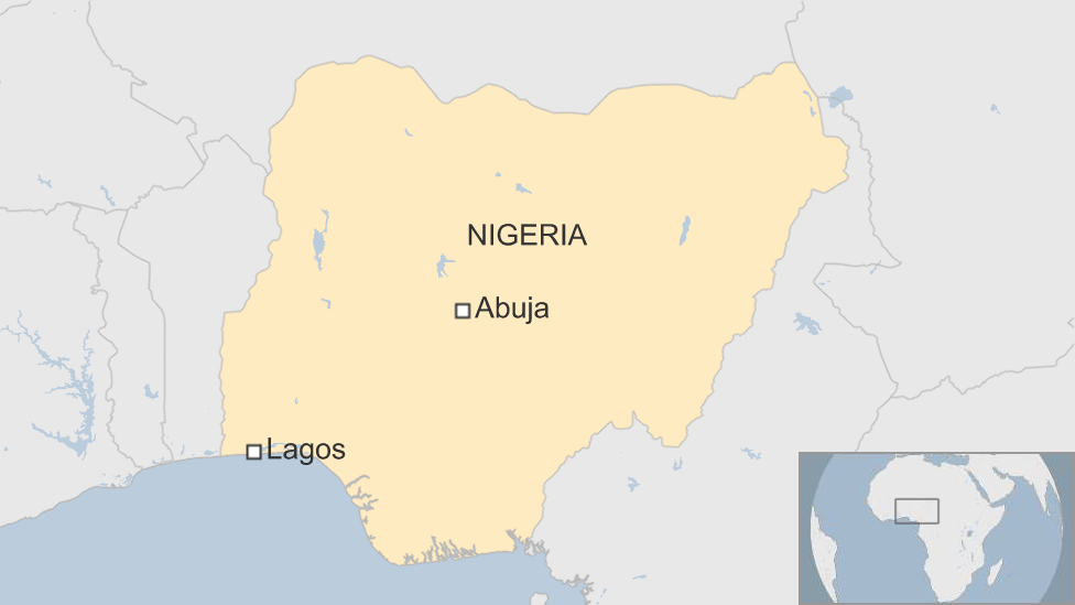 Map of Lagos and Abuja in Nigeria