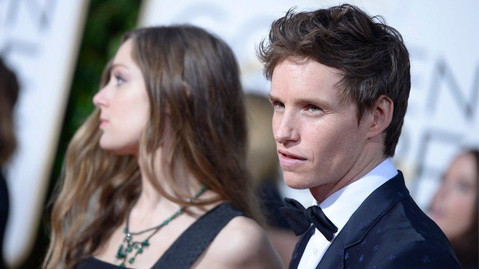 Eddie Redmayne arriving at the Golden Globe awards