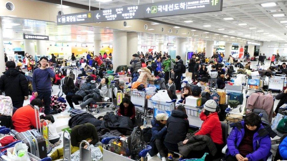 Passengers stranded at Jeju International Airport