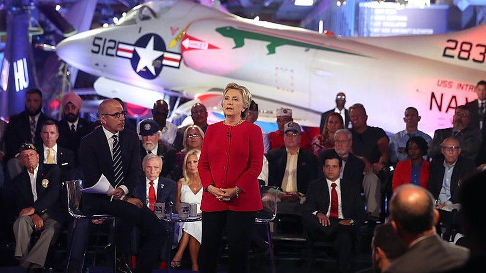 Hillary Clinton speaks at the Commander-in-Chief forum.