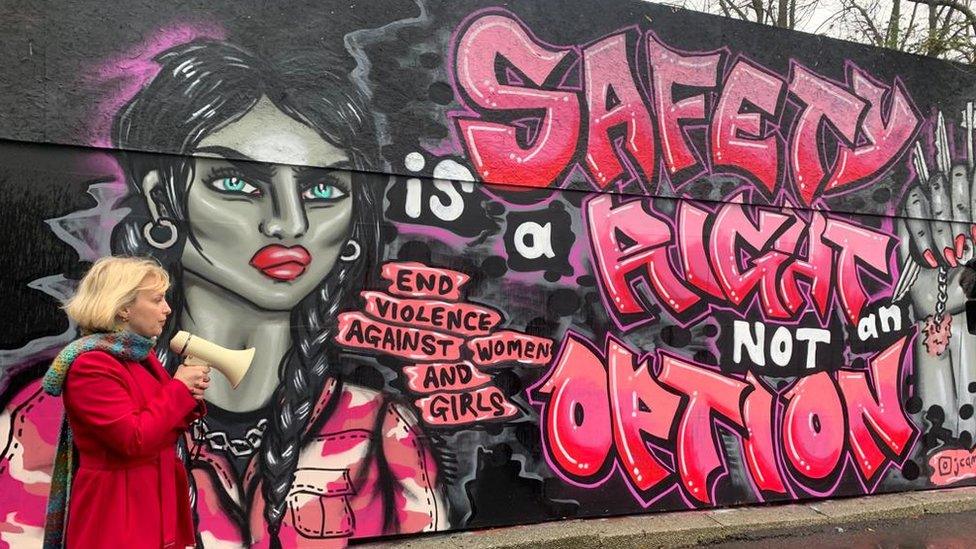 Graffiti display on violence against women