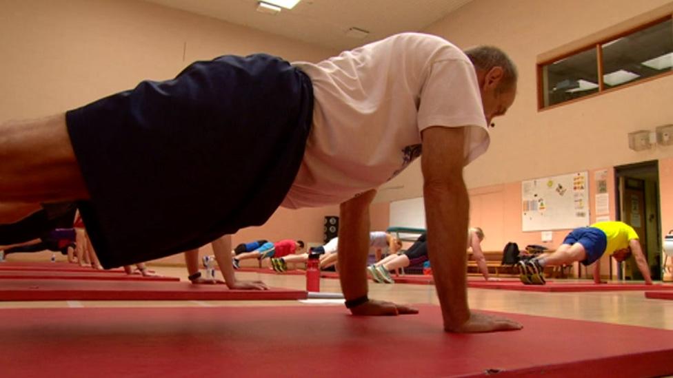 Police officers exercising