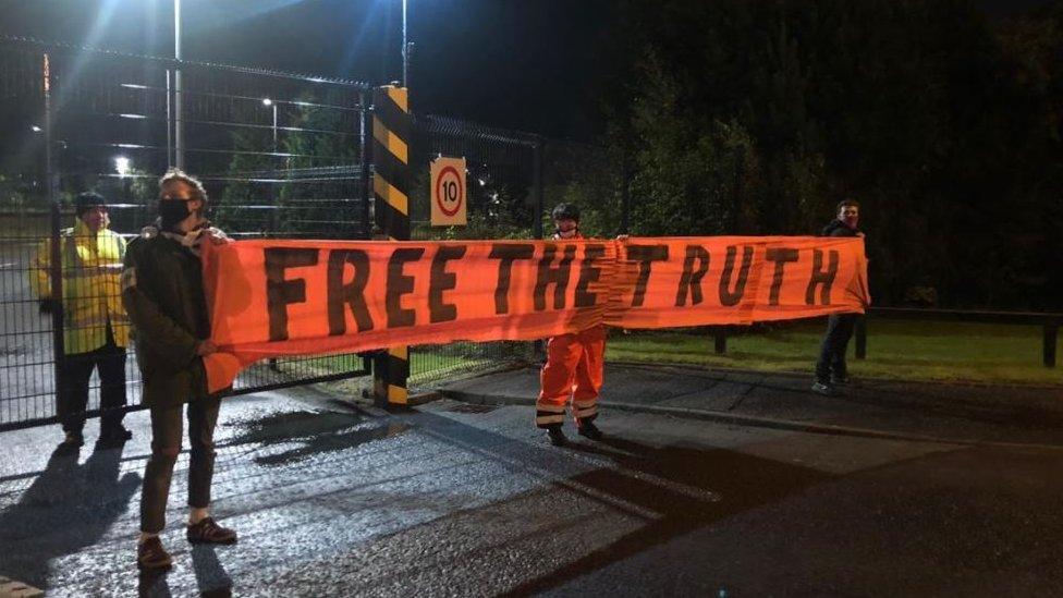 Protesters near Motherwell