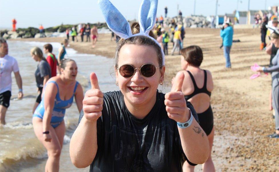 People taking part in the Felixstowe dip