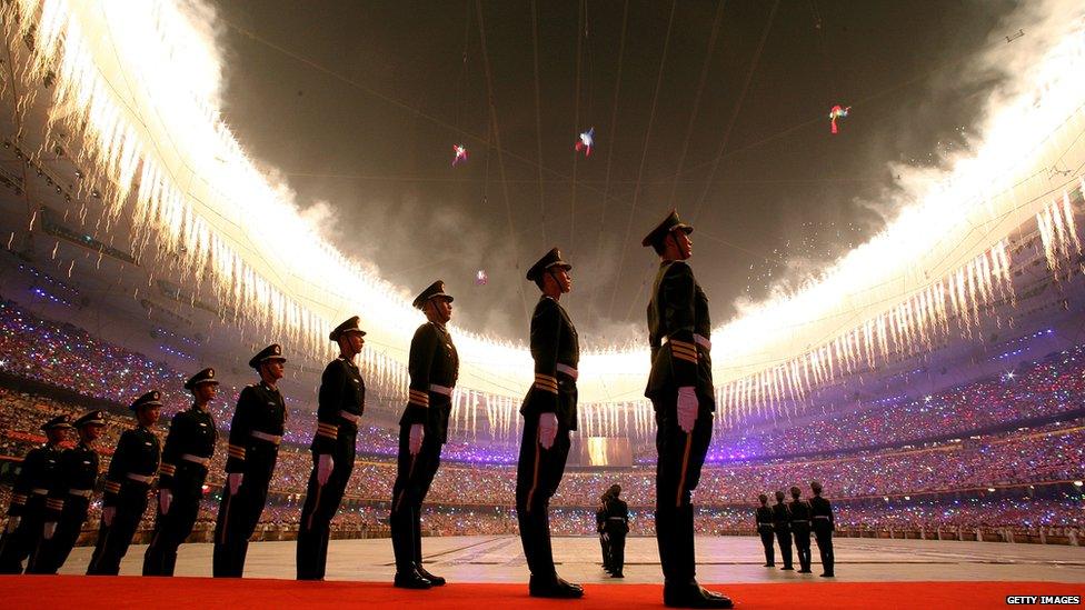 Chinese military at the opening of Beijing 2008