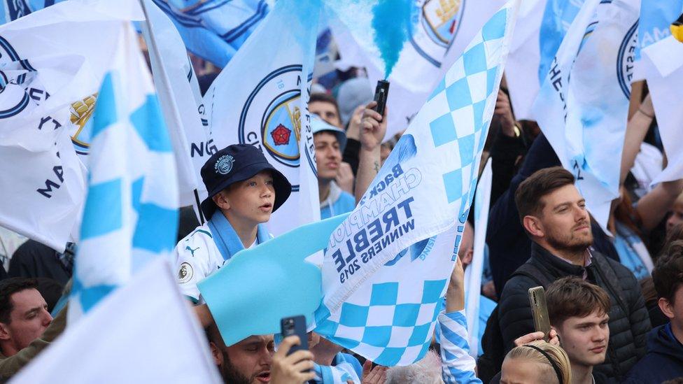 Manchester City fans ahead of the victory parade