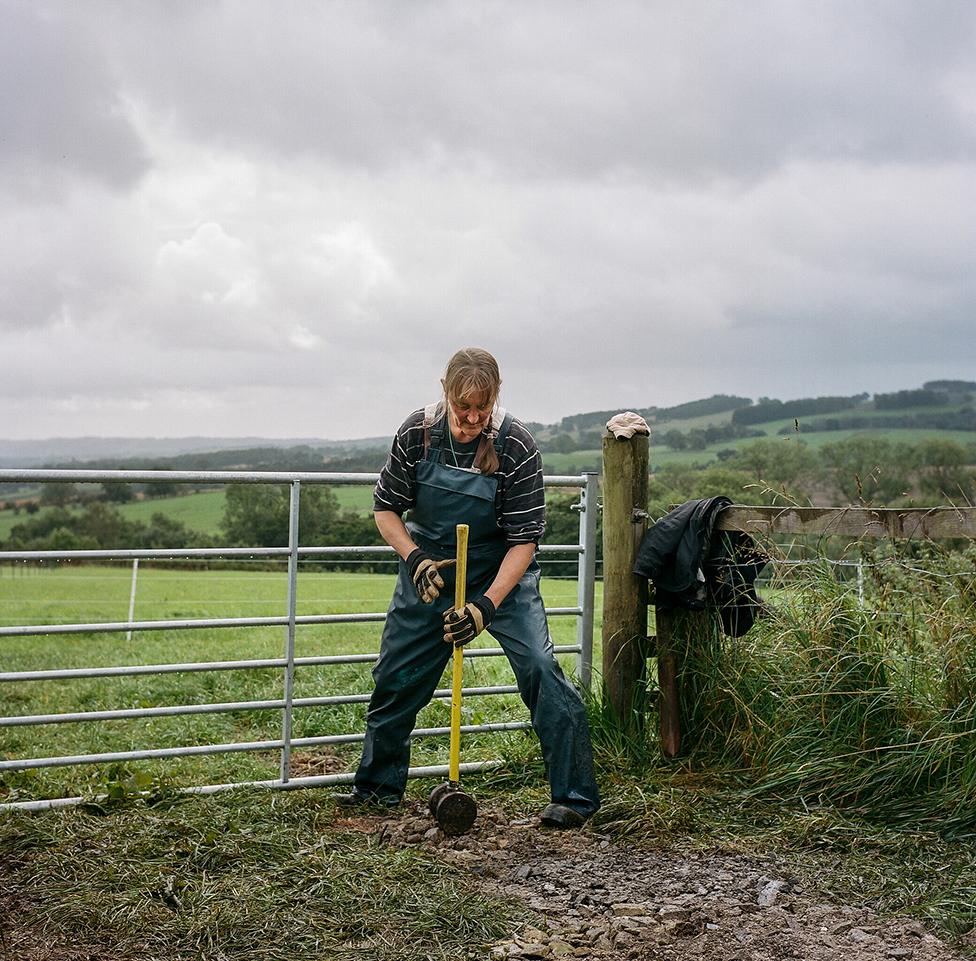 Farmer Fransje works on her farm in Northumberland