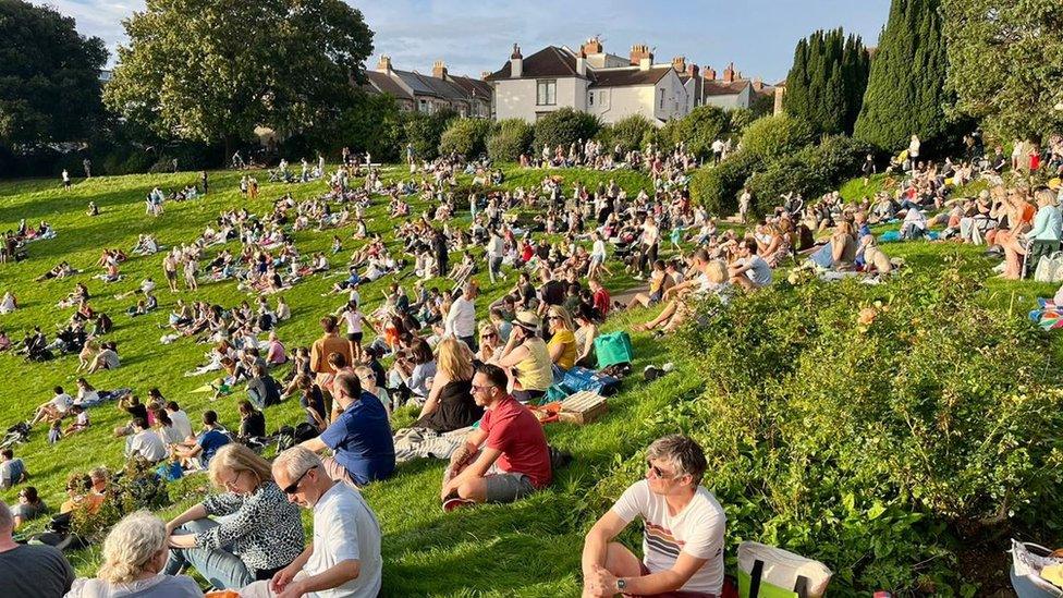 Crowds gathering at Perrett Park