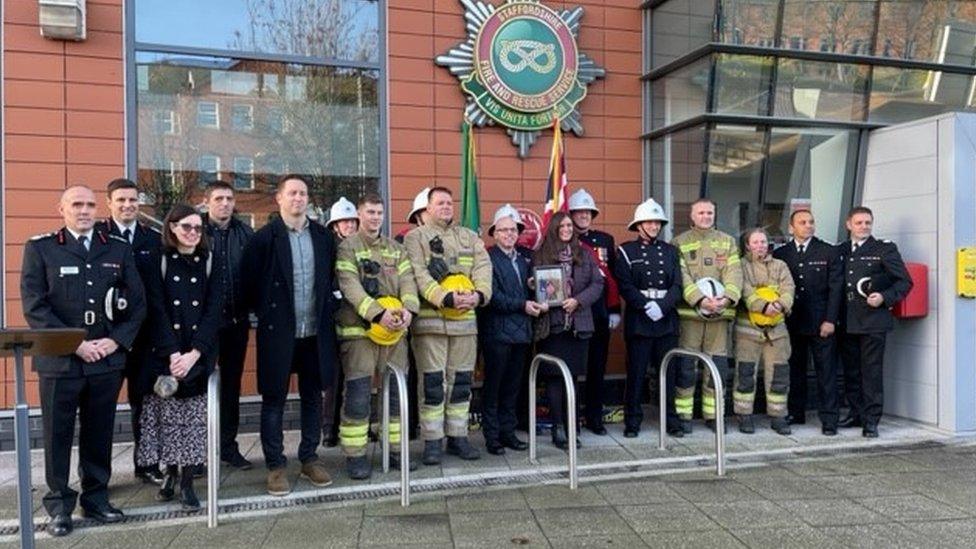 Current firefighters at the ceremony