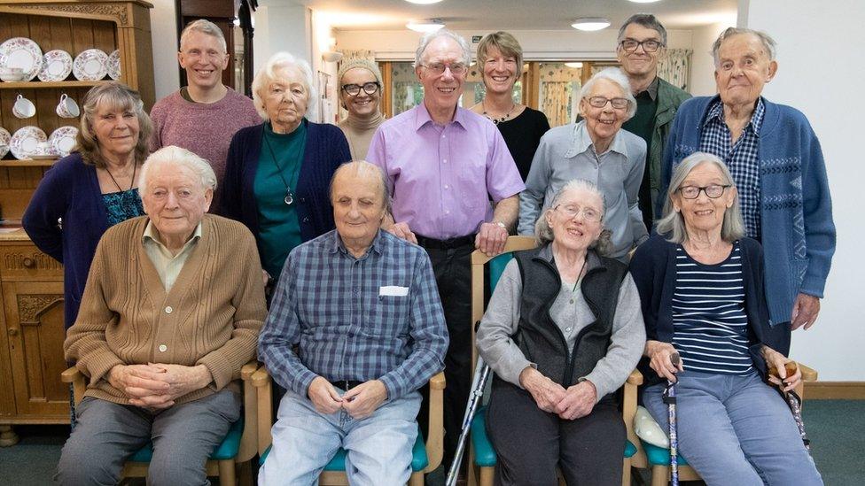 Residents of Burdett House with South Cambs Lib Dem councillors