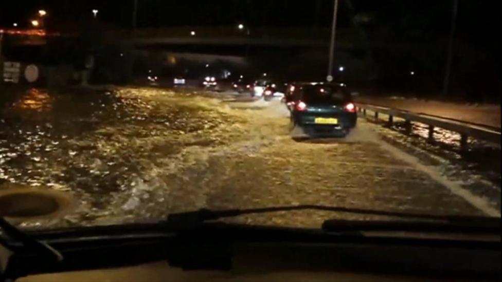 Flood water on road in Hull