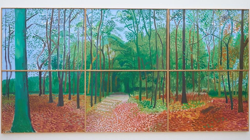 Painting of trees by David Hockney