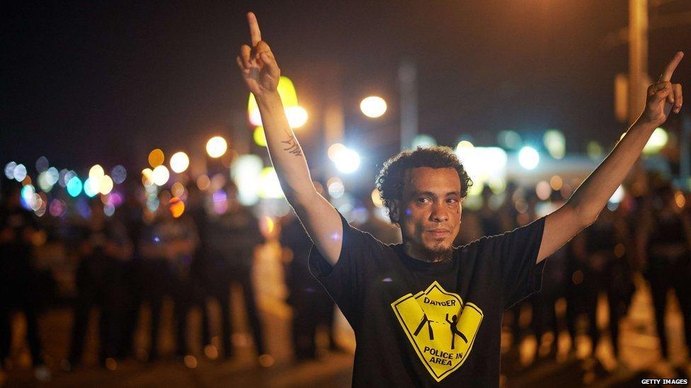 Ferguson anniversary protest