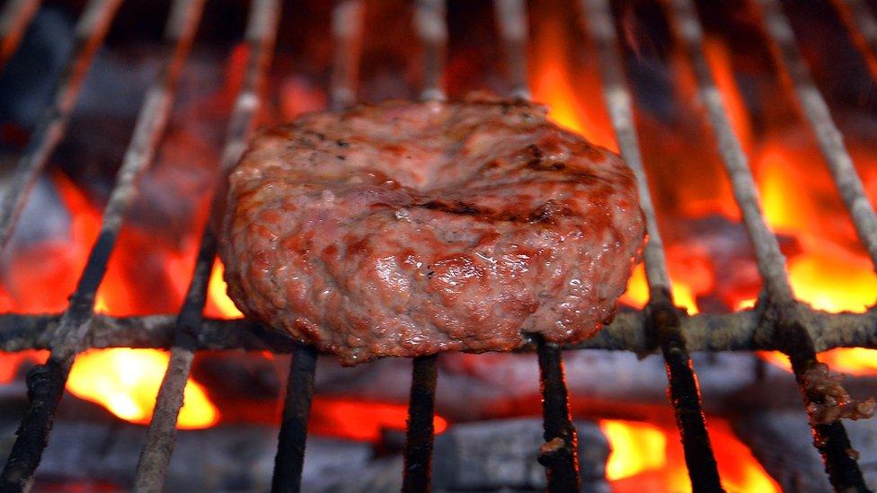 Burger on grill