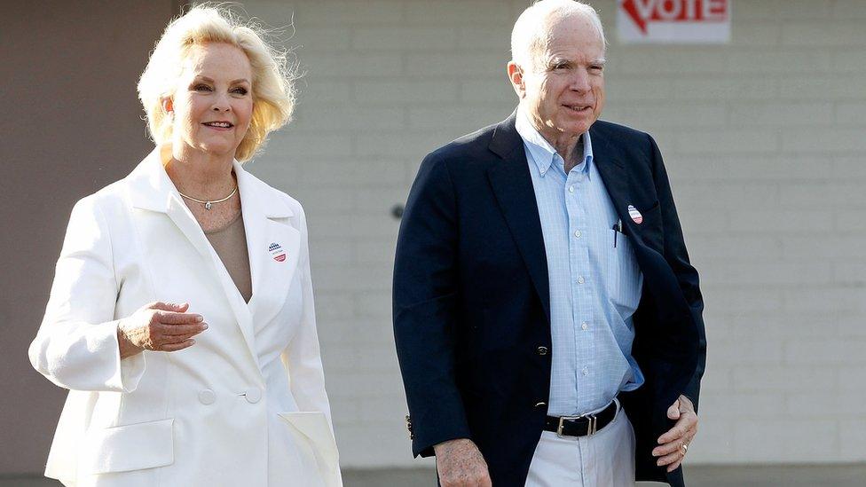 Cindy McCain (L) and Senator John McCain (R)