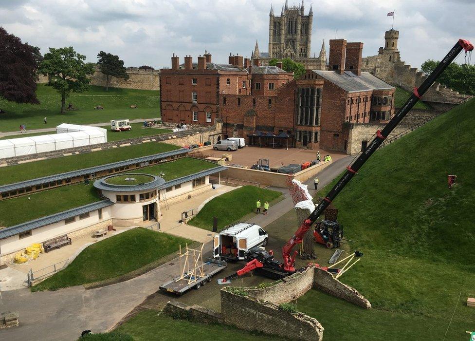 Part of the Wave sculpture in Lincoln Castle