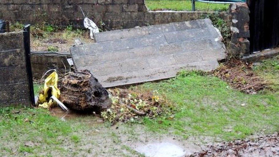 Storms brought down a wall in Maesteg