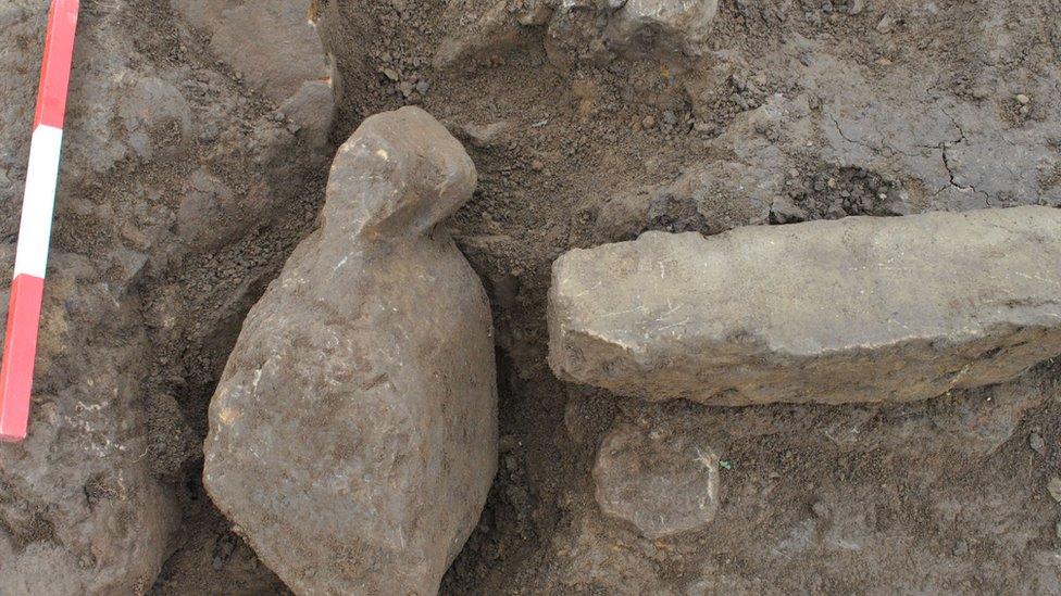 Carved stone in situ