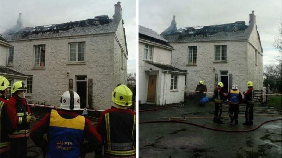 House fire near Coverack, Cornwall