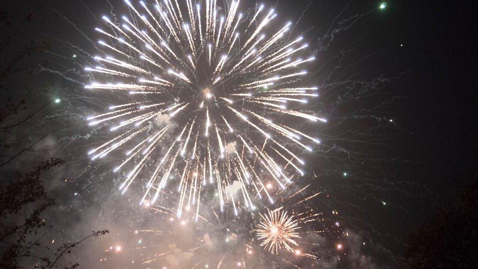 A white firework explodes in Ravenscourt Park in 2009