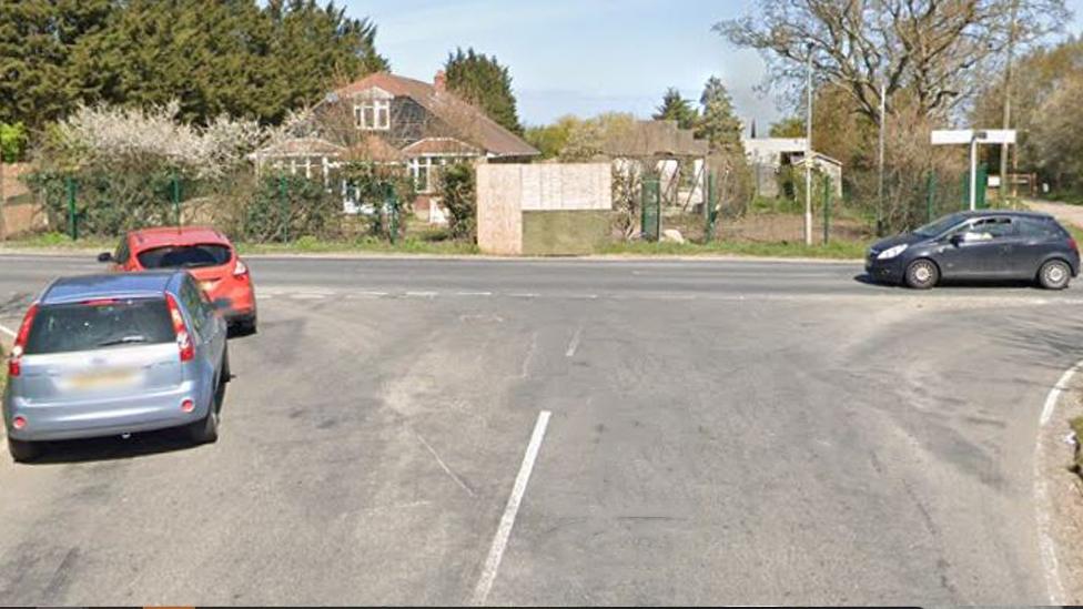 The junction at the end of Church Road in Hockley, Essex