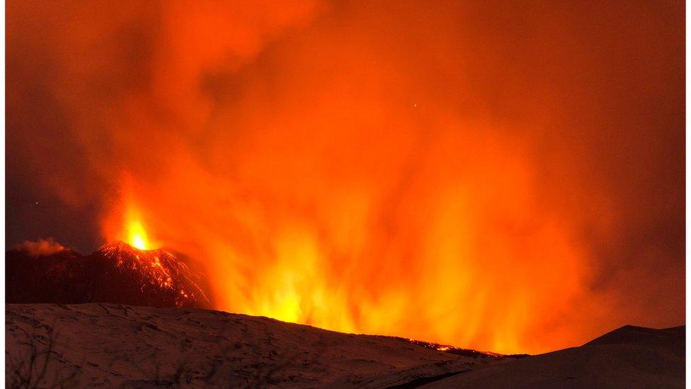 Mount Etna erupting, 15 March