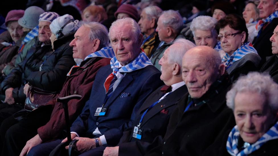 Survivors at Auschwitz, 27 Jan 20