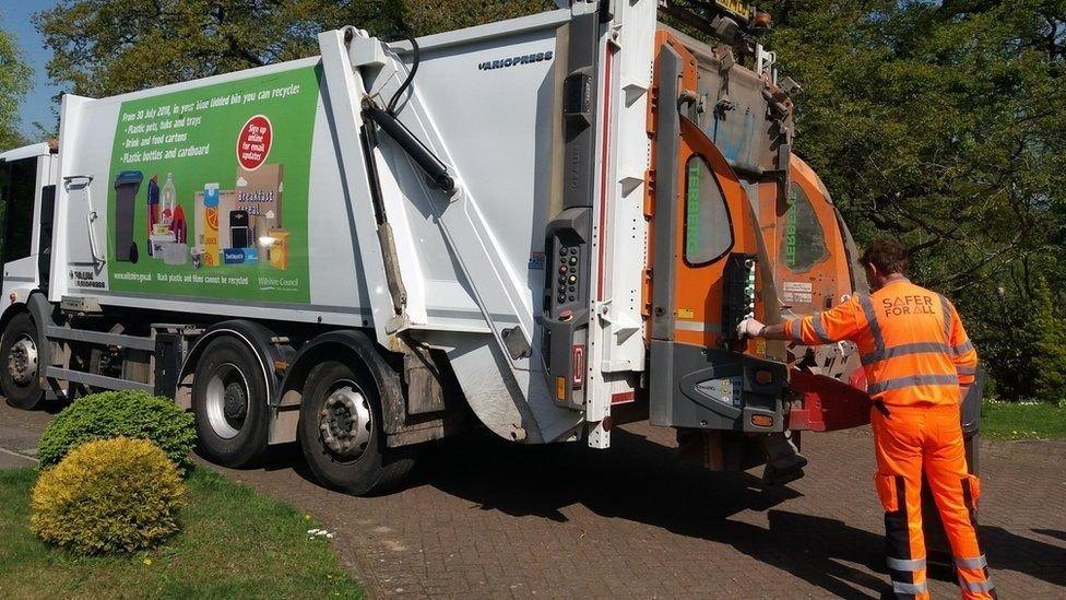 Refuse collection truck in Wiltshire