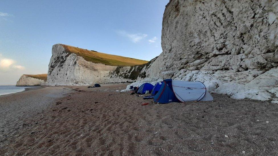 Beach camping