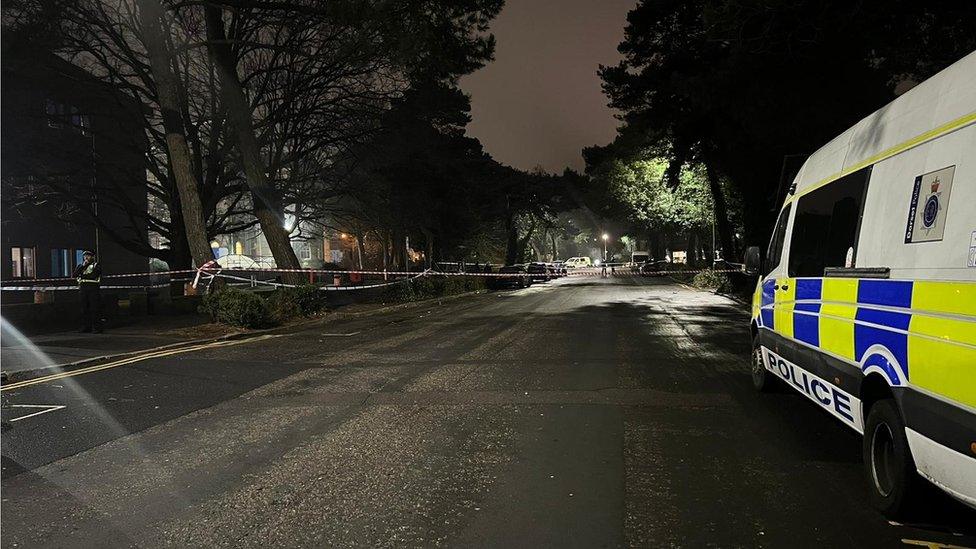 Police cordon in Meyrick Road in the Lansdowne area