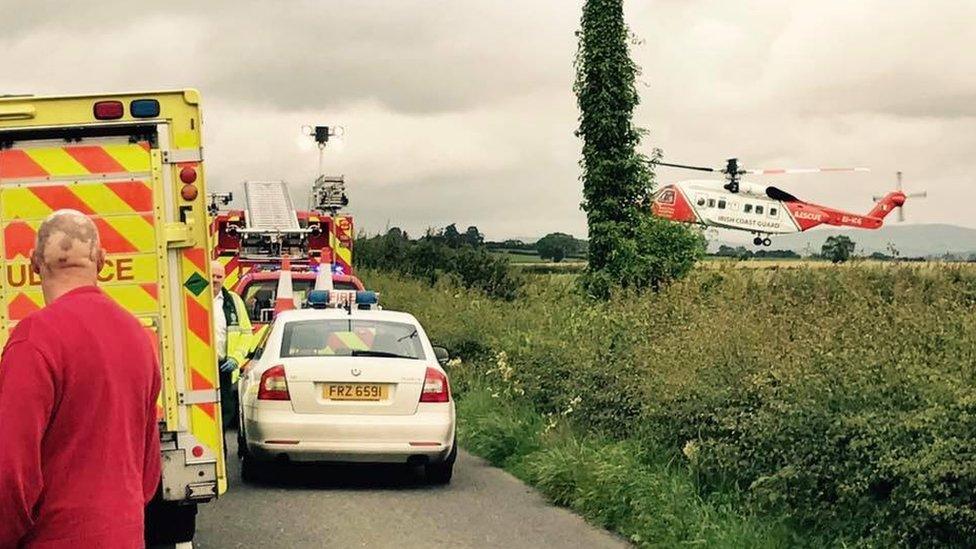 A coastguard helicopter takes off after the rescue