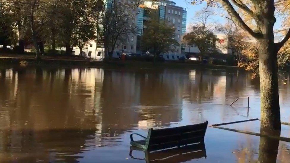 Flooding riverside on the River Ouse