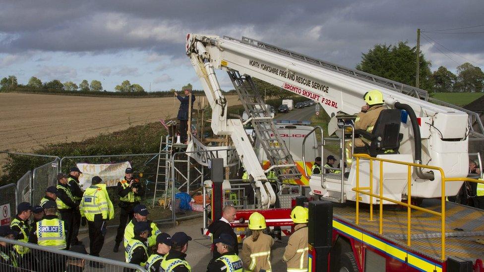 Protestors at fracking site in North Yorkshire