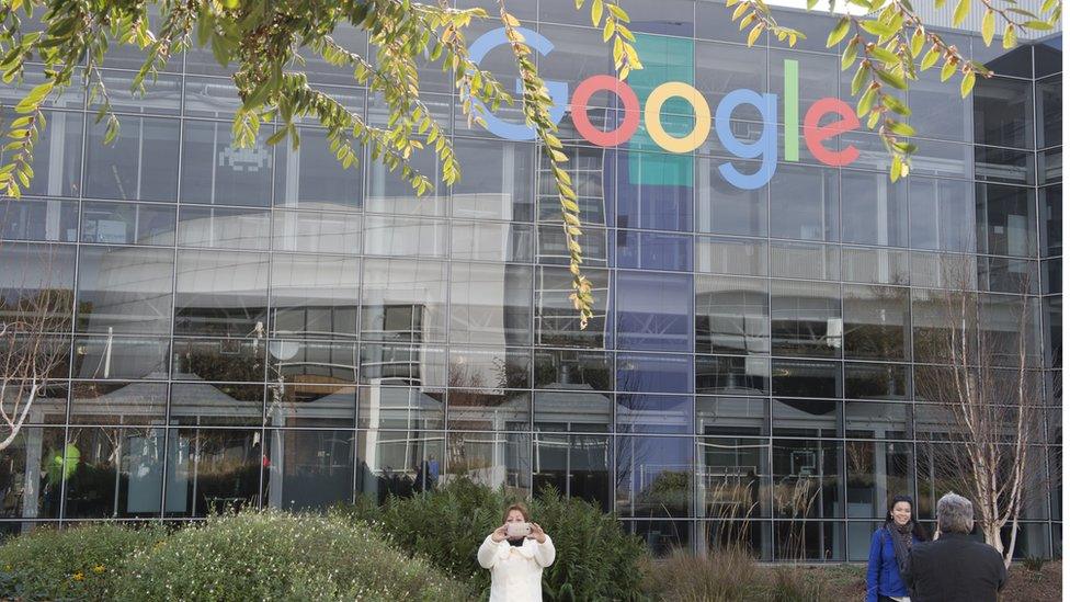 Tourist visit the headquarter of Google in Mountain View, California