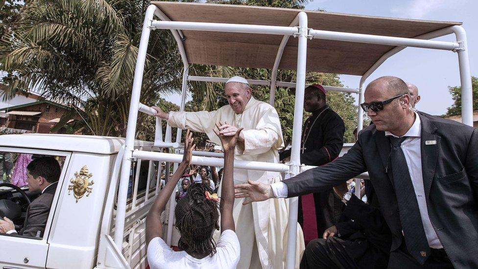 Pope in a Toyota Land Cruiser